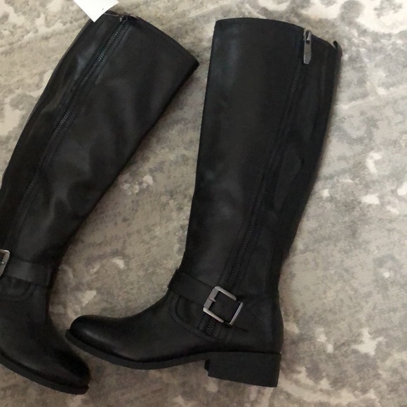 New Marc Fisher Glimmer WIDE CALF Black Riding Knee High Boots Genuine Leather - Picture 3 of 15